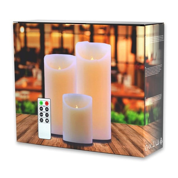 Zestaw 3 świeczek LED z pilotem DecoKing Wax, wys. 10; 15 i 20 cm-image-2