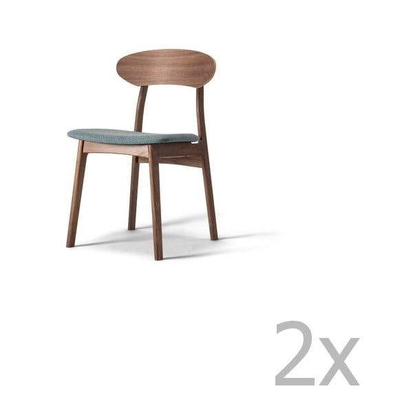 Komplet 2 krzeseł z litego drewna orzechowego z szarym siedziskiem WOOD AND VISION Tribe