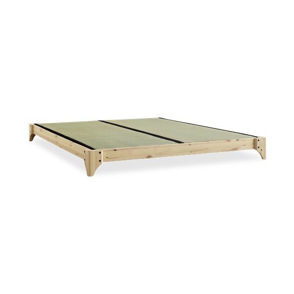 Łóżko dwuosobowe z drewna sosnowego z materacem a tatami Karup Design Elan Comfort Mat Natural/Black, 140x200cm,-image-4
