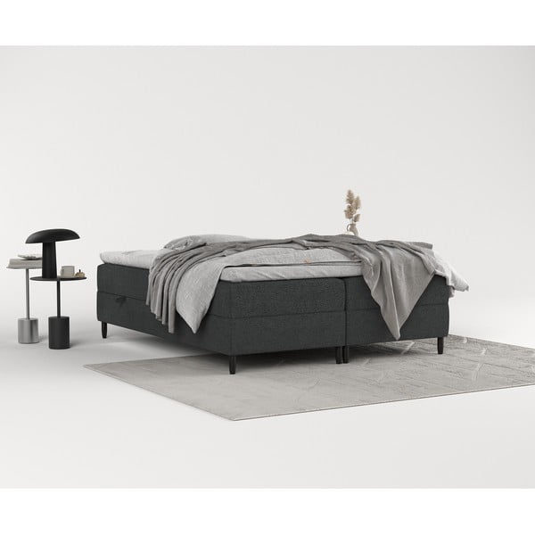 Ciemnoszare łóżko boxspring ze schowkiem 200x200 cm Malte – Maison de Rêve-image-4