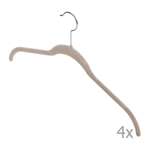 Zestaw 4 beżowych wieszaków na koszulki Domopak Velvet-image-1