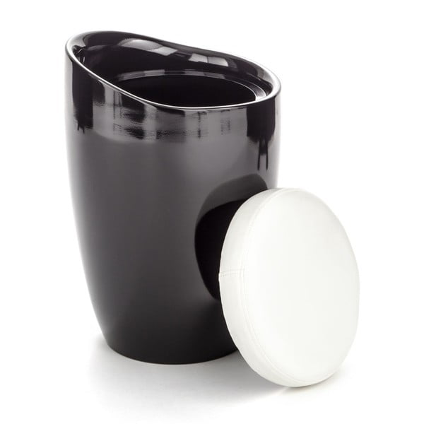 Czarno-biały taboret ze schowkiem Tomasucci Pillow-image-1