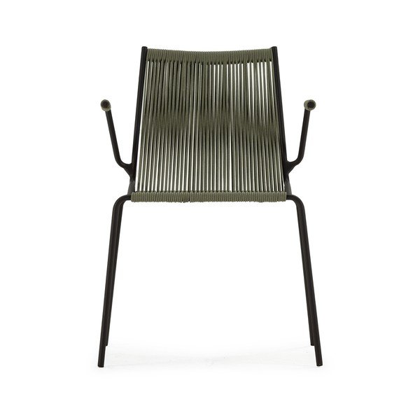 Zielone metalowe krzesła zestaw z podłokietnikami/sztaplowane 2 szt. Emily – Marckeric-image-2