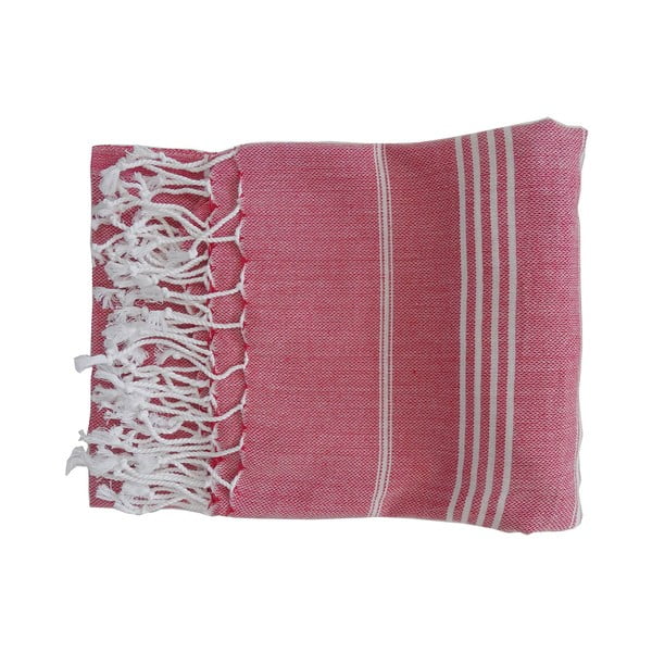 Czerwony ręcznik tkany ręcznie z wysokiej jakości bawełny Hammam Sultan, 100x180 cm