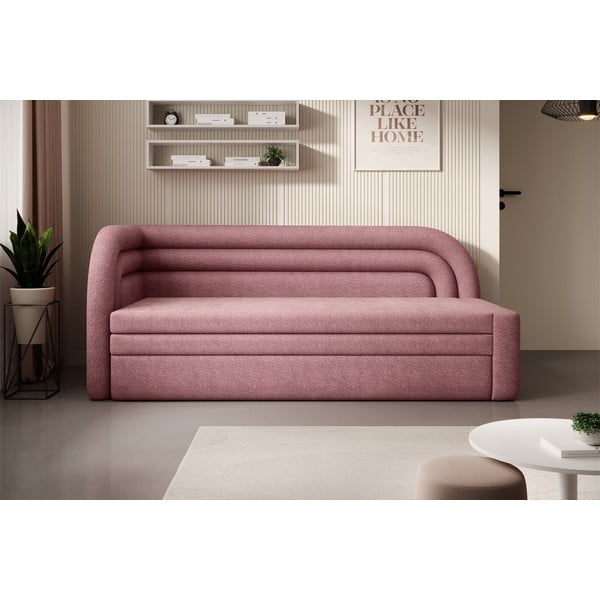 Różowa rozkładana/ze schowkiem sofa z tkaniny szenilowej lewostronna 223 cm Fabillo – ELTAP-image-1