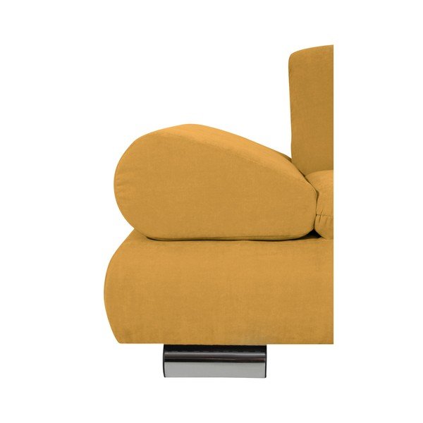 Żółta sofa narożna prawostronna z regulowanym podłokietnikiem Max Winzer Palm Bay-image-1