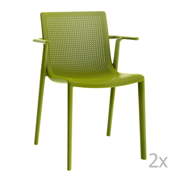 Zestaw 2 zielonych krzeseł ogrodowych z podłokietnikami Resol beekat