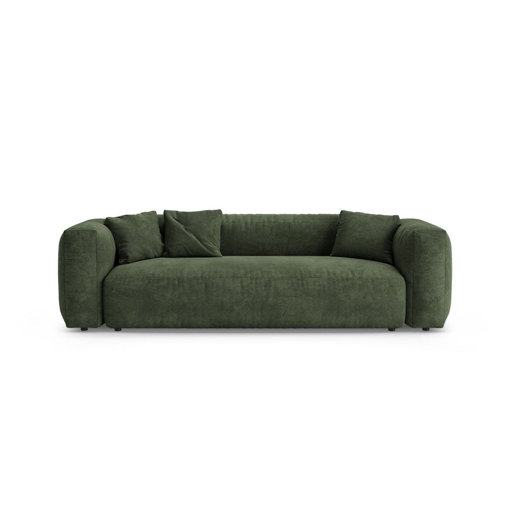Zielona aksamitna rozkładana sofa modułowa 264 cm Martina – Micadoni