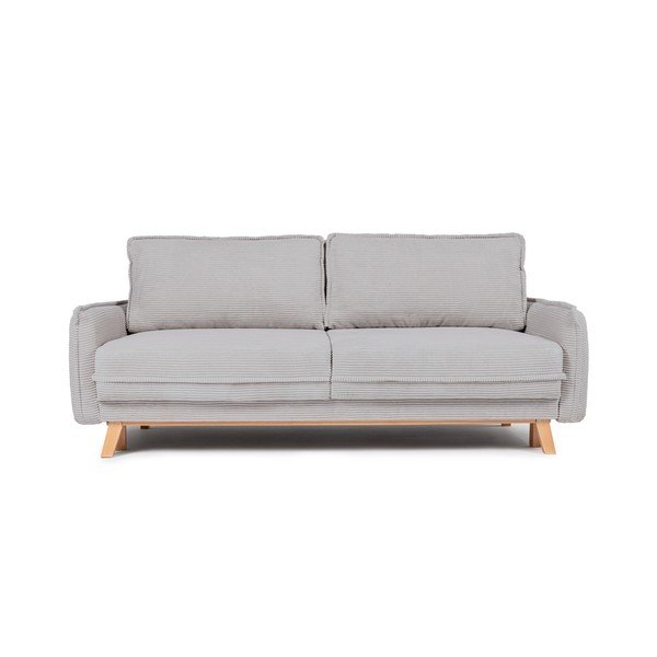 Jasnoszara sztruksowa rozkładana/ze schowkiem sofa 218 cm Tori – Bonami Selection