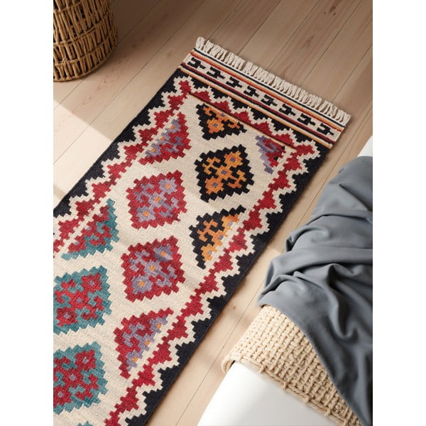 Czerwony wełniany chodnik dwustronny tkany ręcznie 60x190 cm Kamal Kian – Nouristan-image-2