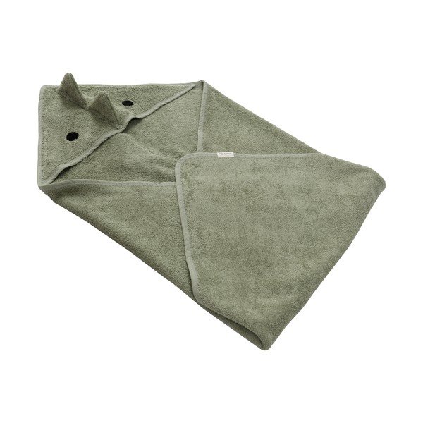 Zielony bawełniany ręcznik dziecięcy z kapturem 75x75 cm Dinosaur – Kindsgut