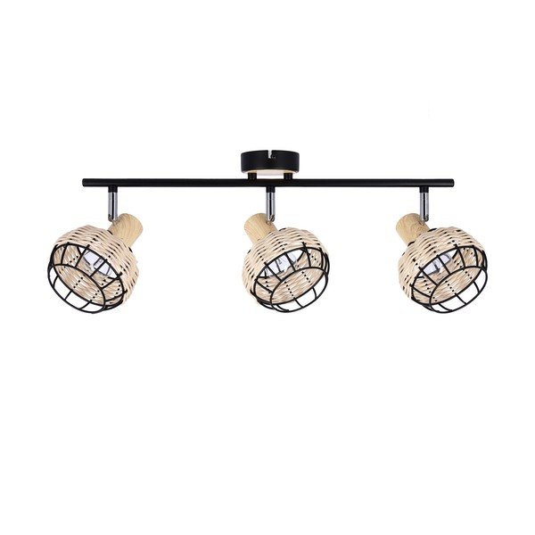 Czarno-kremowa lampa sufitowa z metalowo-rattanowym kloszem ø 12 cm Tajga – Candellux Lighting-image-1