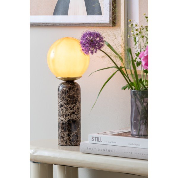 Ciemnobrązowa marmurowa lampa stołowa (wysokość 38 cm) Lazio Sphere – Leitmotiv-image-1