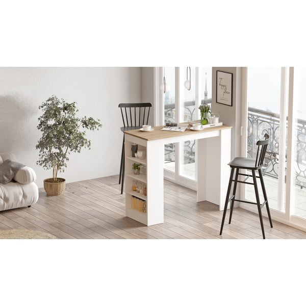 Stolik barowy z blatem w dekorze dębu 52x120 cm Peru – Marckeric-image-1