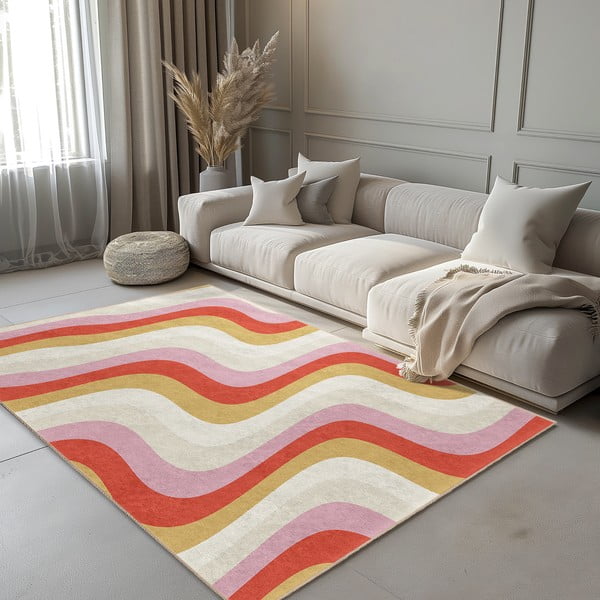 Żółto-różowy chodnik odpowiedni do prania 80x200 cm Creamy Raspberry Swirl – Mila Home-image-1