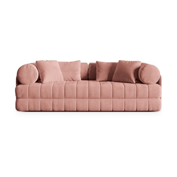 Różowa aksamitna rozkładana sofa 206 cm Kemi – Cosmopolitan Design