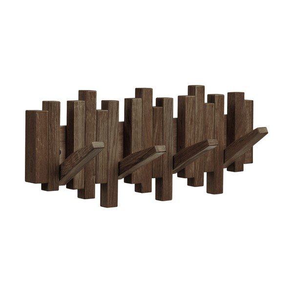 Ciemnobrązowy wieszak ścienny z litego drewna dębowego 40 cm Caltra – House Nordic
