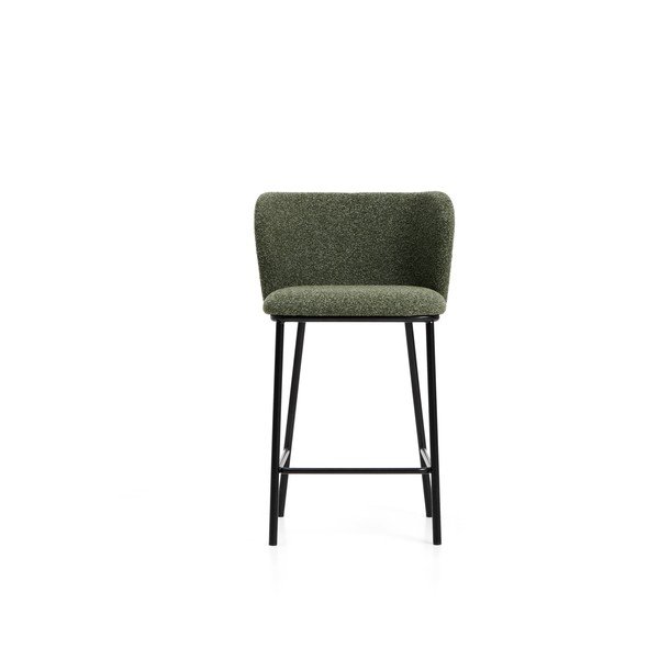 Ciemnozielony tapicerowany hoker (wysokość siedziska 65 cm) Ciselia – Kave Home-image-3