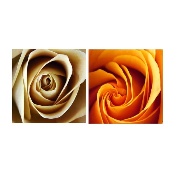 Zestaw 2 obrazów na szkle Kwiat róży, 20x20 cm