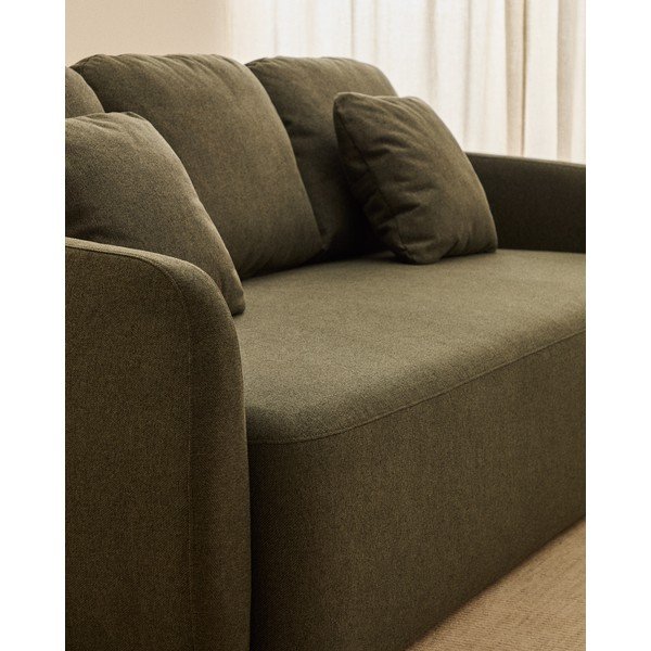 Ciemnozielona rozkładana sofa z tkaniny szenilowej 218 cm Laira – Kave Home-image-4