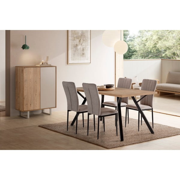 Stół z blatem z drewna dębowego w naturalnym kolorze 90x160 cm Marion – Marckeric-image-1