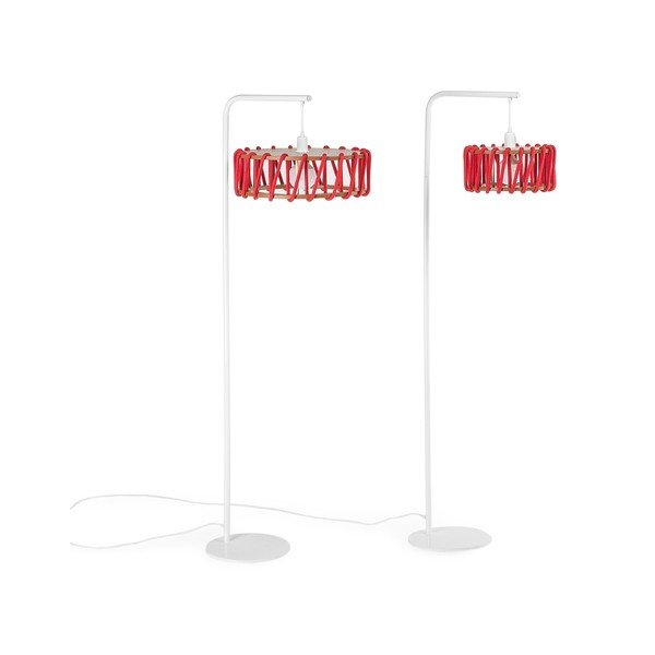 Lampa stojąca z białą konstrukcją i małym czerwonym kloszem EMKO Macaron-image-3