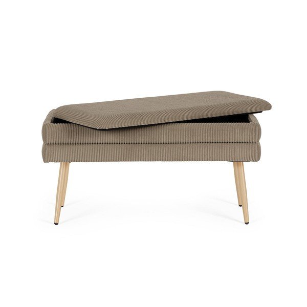 Szarobrązowa tapicerowana ławka Olga – Bizzotto-image-3