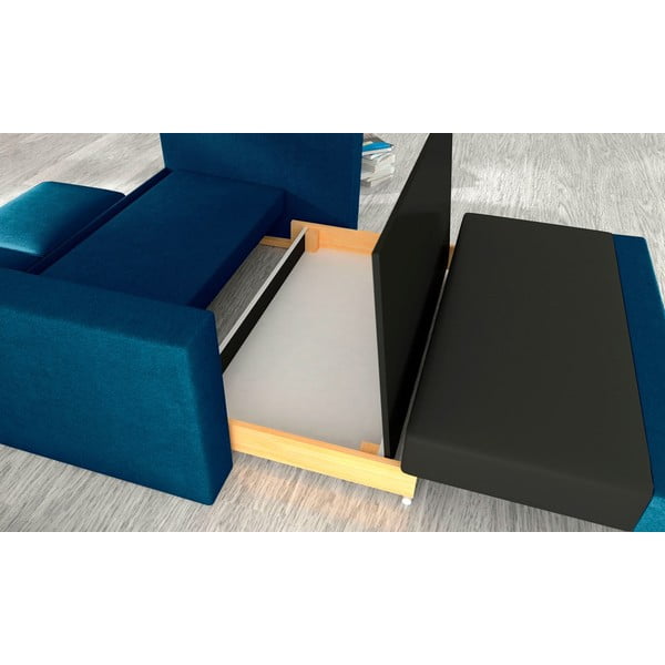 Niebieska aksamitna rozkładana/ze schowkiem sofa 151 cm Wave – ELTAP-image-2