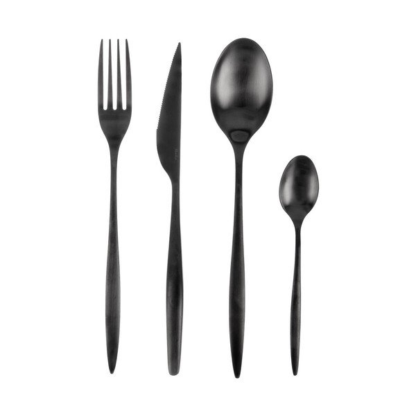 Czarne sztućce ze stali nierdzewnej 24 szt. – Orion