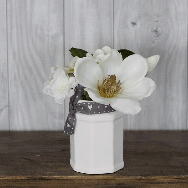 Ceramiczny wazon ze sztucznymi kwiatami Hydragena, 16 cm