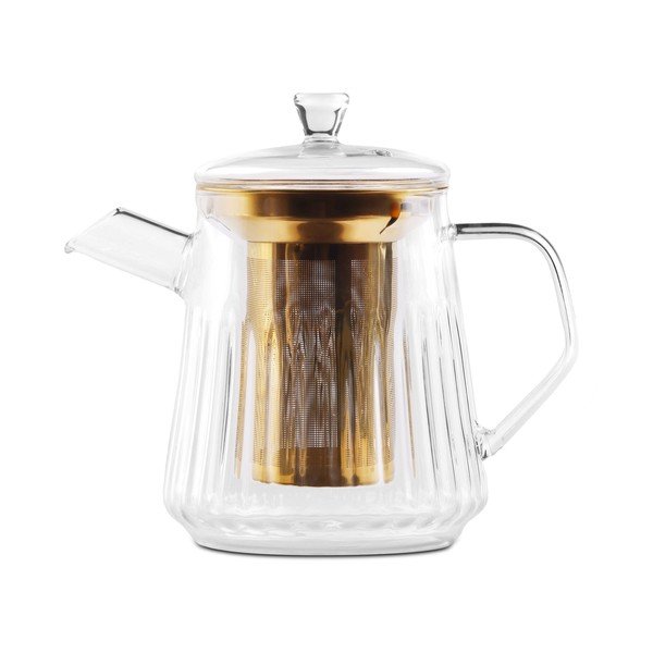 Szklany dzbanek do herbaty z sitkiem w kolorze złota 900 ml Mia – Vialli Design