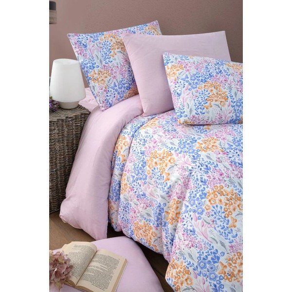 Różowo-fioletowa pościel dwuosobowa z prześcieradłem (4-częściowa) 160x220 cm Colorful – Mila Home-image-1