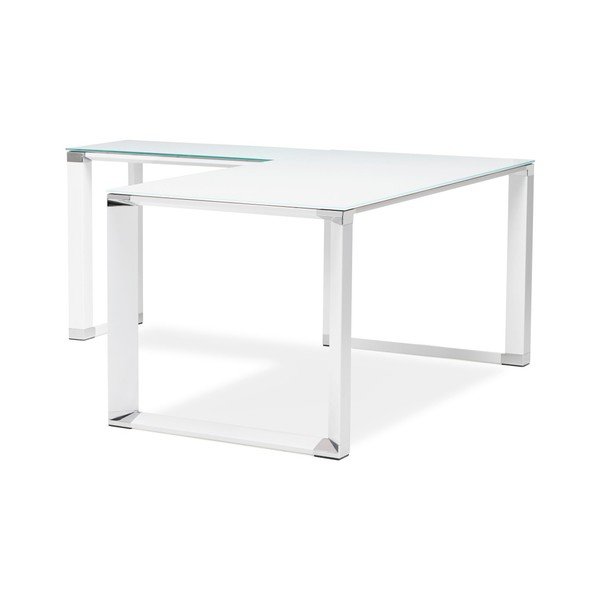 Białe biurko narożne ze szklanym blatem Kokoon Warner-image-4