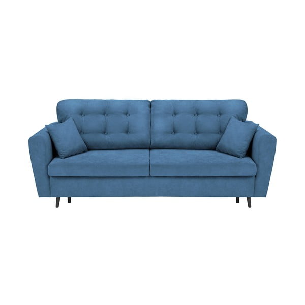 Niebieska 3-osobowa sofa rozkładana ze schowkiem Cosmopolitan Design Lyon