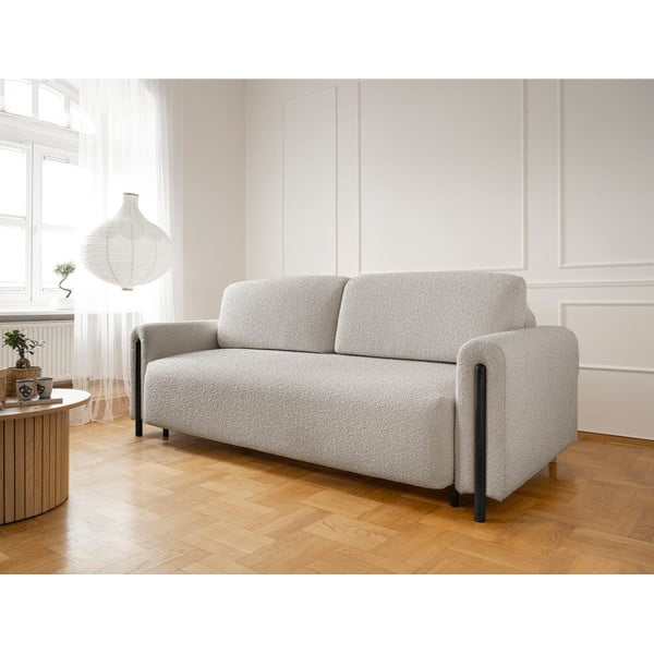 Szarobeżowa rozkładana/ze schowkiem sofa z materiału bouclé 244 cm Arcadova – ELTAP-image-3