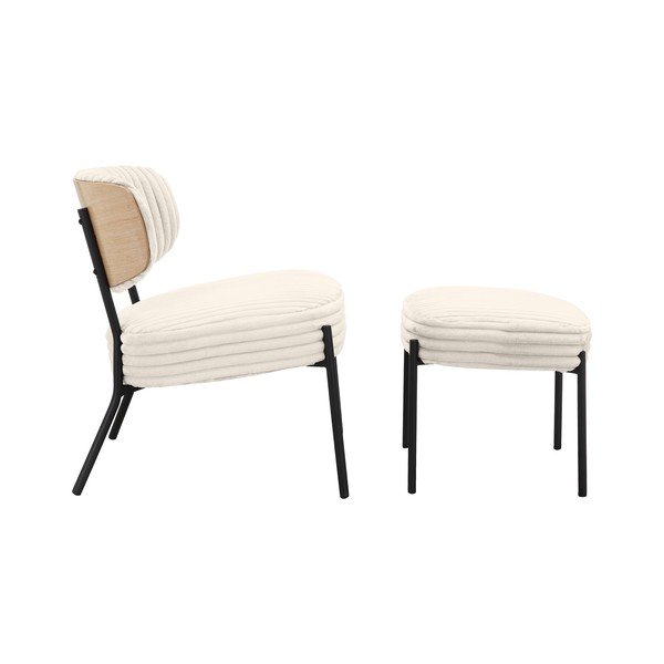 Kremowy sztruksowy fotel z podnóżkiem Jerry – Støraa-image-1