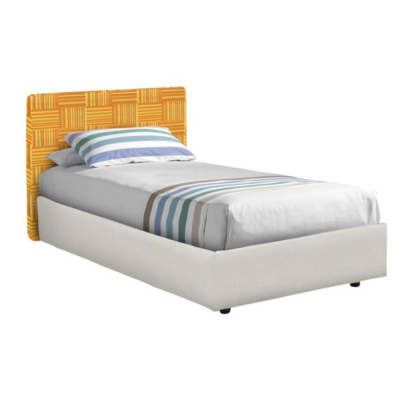 Biało-pomarańczowe łóżko jednoosobowe 13Casa Ninfea, 80x190 cm