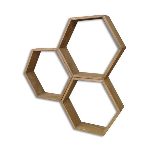 Zestaw 3 półek drewnianych Bee-image-2