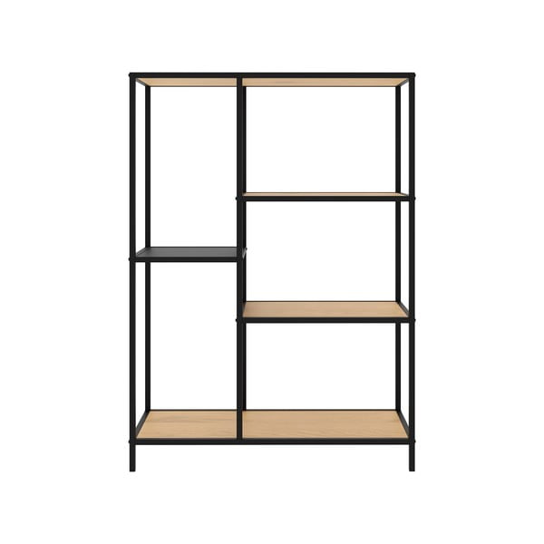 Czarno-naturalny regał w dekorze dębu 80x112x35 cm Altino – Unique Furniture