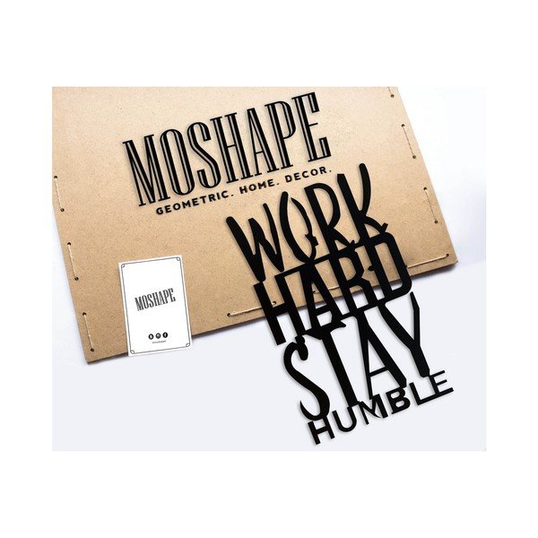 Czarna metalowa dekoracja ścienna Work Hard Stay Humble-image-1