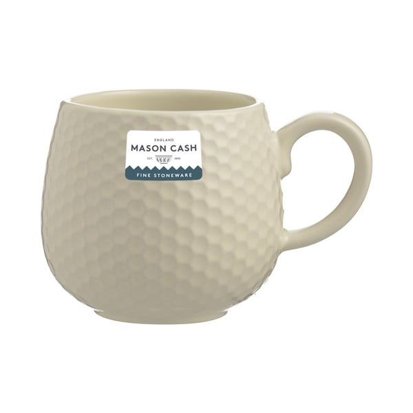 Kremowy kubek do latte ceramiczny 350 ml Embossed Honeycomb – Mason Cash-image-1