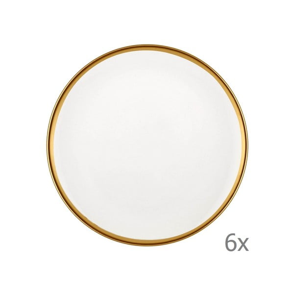 Zestaw 6 białych porcelanowych talerzy deserowych Mia Halos Gold, ⌀ 19 cm