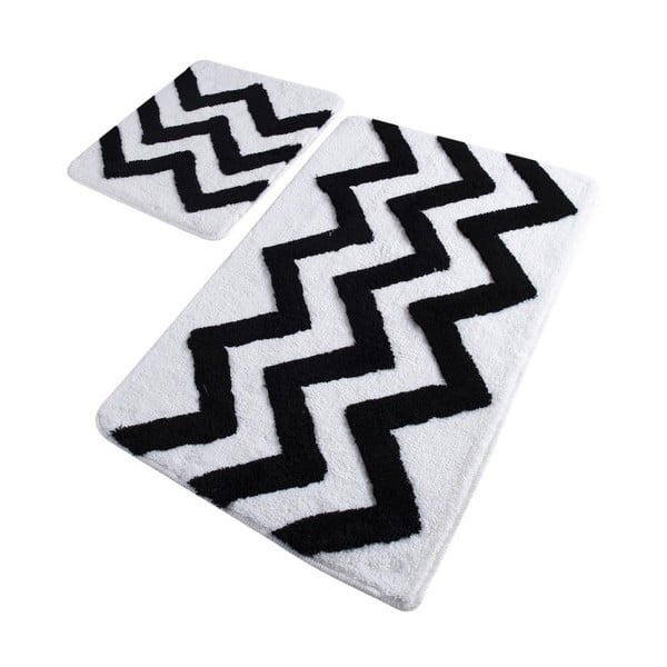 Zestaw 2 czarno-białych dywaników łazienkowych Confetti Bathmats Zigzag