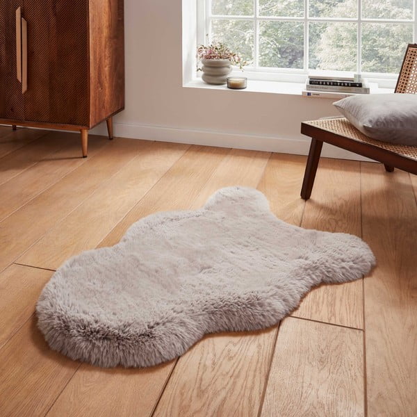 Jasnoszara syntetyczna skóra 60x90 cm Super Teddy – Think Rugs-image-1