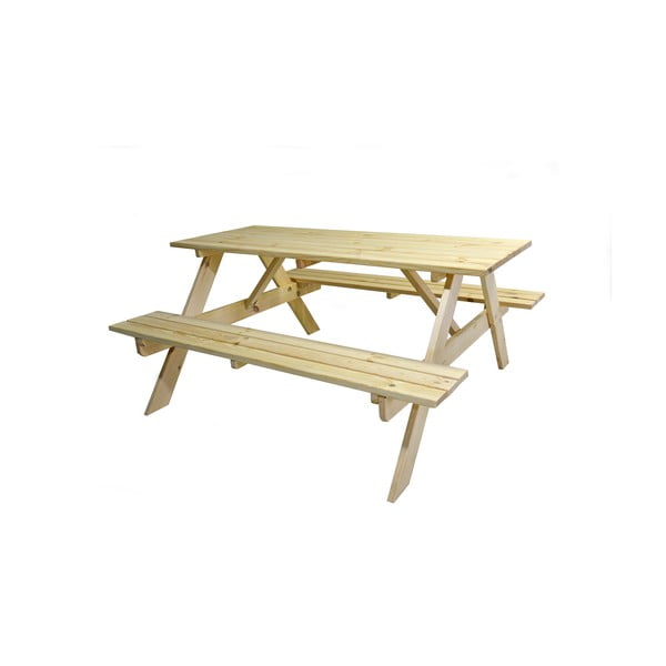 Zestaw mebli ogrodowych z drewna sosnowego dla 4 osób Piknik – Rojaplast-image-2