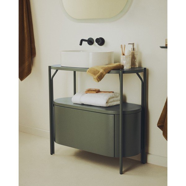 Zielona szafka pod umywalkę 90x81 cm Arely – Kave Home-image-1