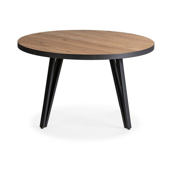 Czarny okrągły stolik z blatem w dekorze dębu ø 80 cm Sindi – Marckeric-image-2