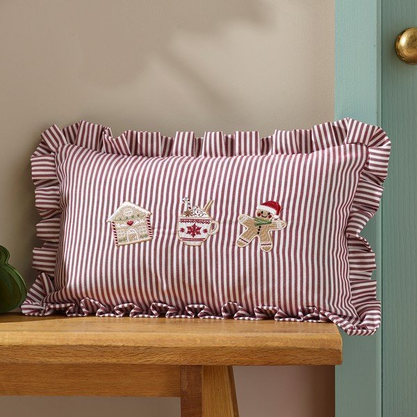 Poduszka dekoracyjna ze świątecznym motywem 30x50 cm Christmas Gingerbread Stripe – Catherine Lansfield-image-1