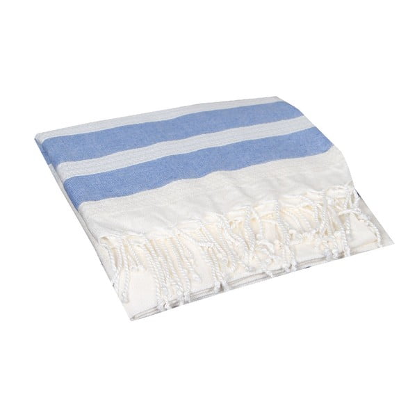 Niebieski ręcznik hammam Mimoza Blue, 90x190 cm