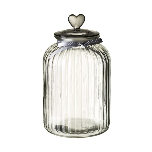 Szklany słoik z wieczkiem w srebrnym kolorze Unimasa Heart, 5,4 l